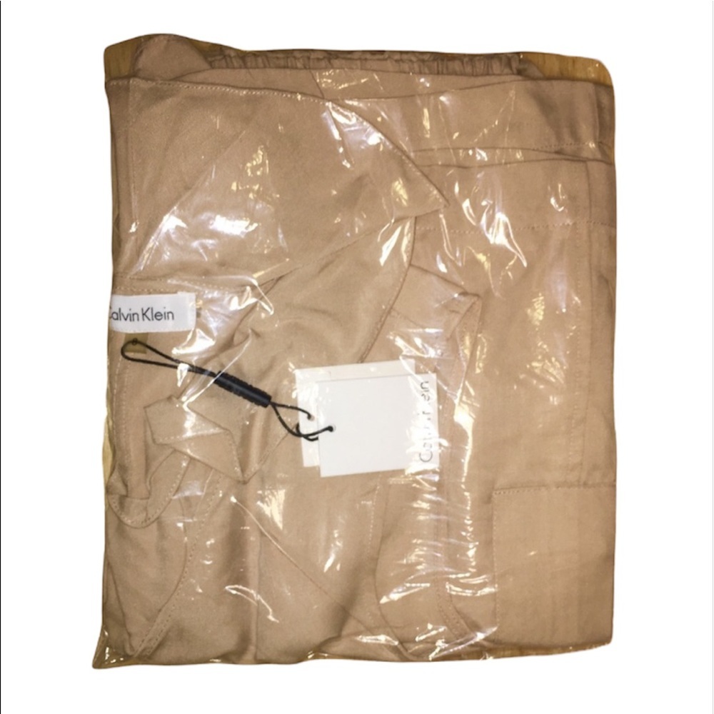 NWT Calvin Klein: Size 8 Beige Ruffle Dress - Picture 3 of 3